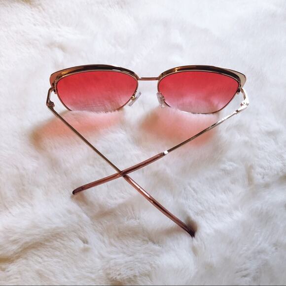 Robbie Pink Full Rim Retro Cat Eye Sunglasses - Picture 7 of 10